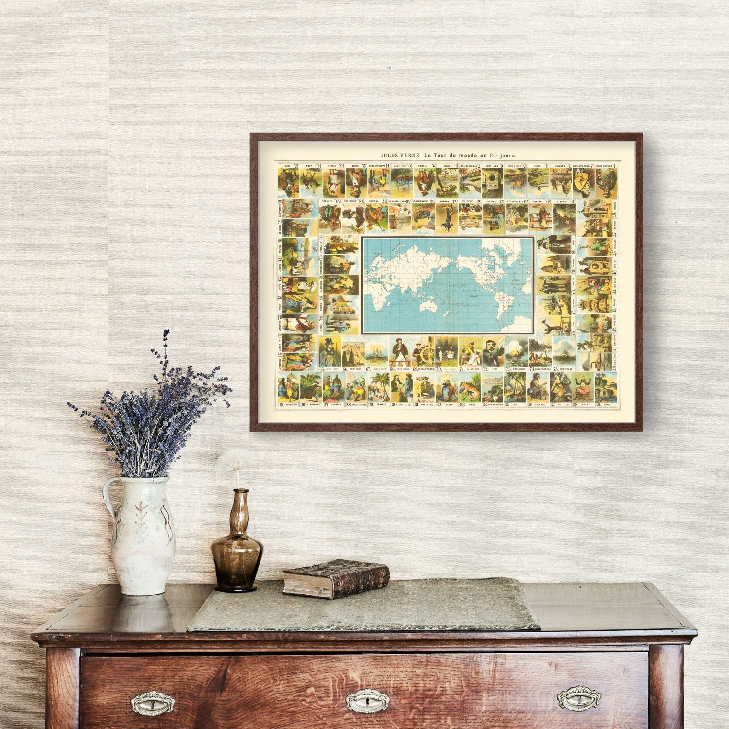 Jules Verne Around The World In 80 Days Map 1870 - Concordia Style Boutique