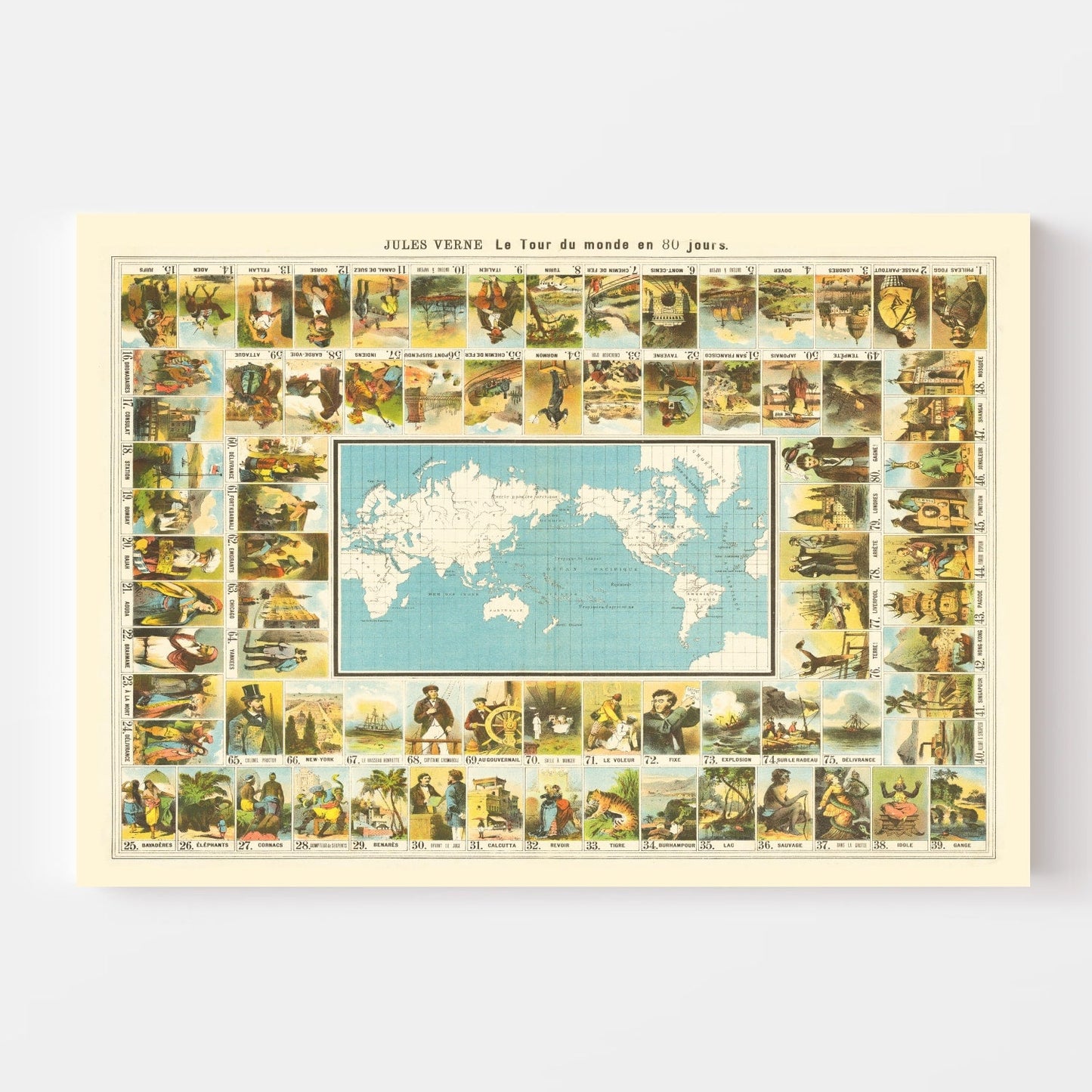 Jules Verne Around The World In 80 Days Map 1870 - Concordia Style Boutique