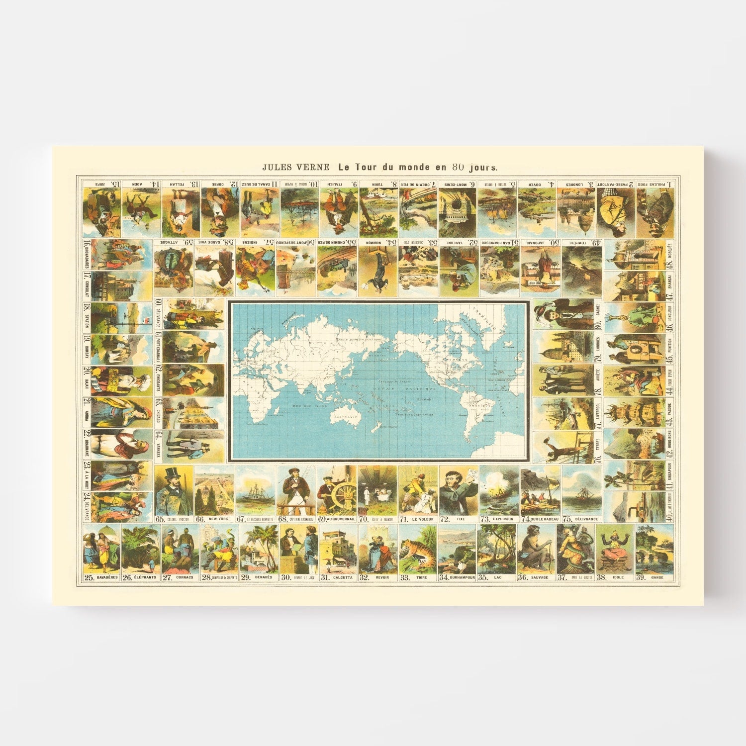 Jules Verne Around The World In 80 Days Map 1870 - Concordia Style Boutique