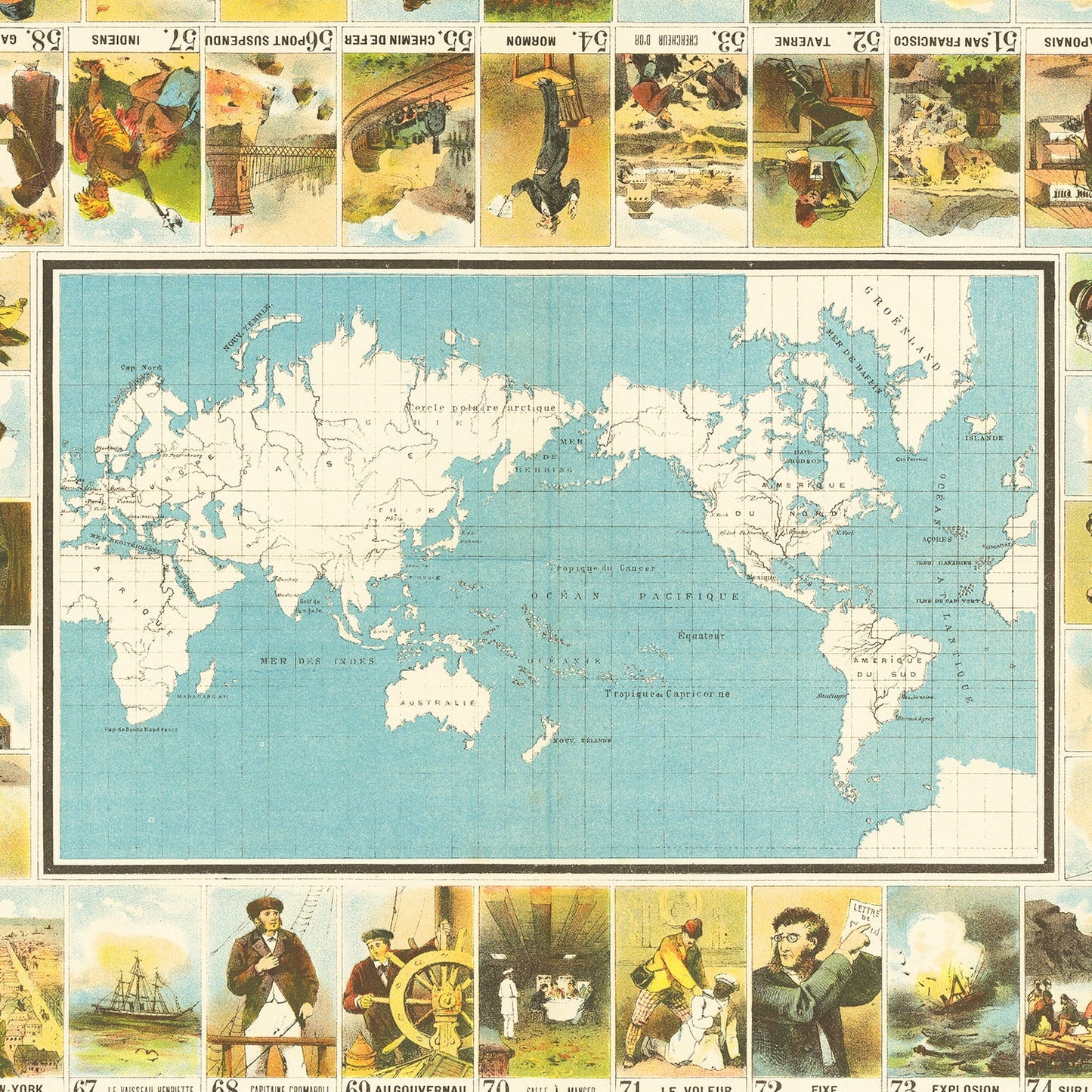 Jules Verne Around The World In 80 Days Map 1870 - Concordia Style Boutique
