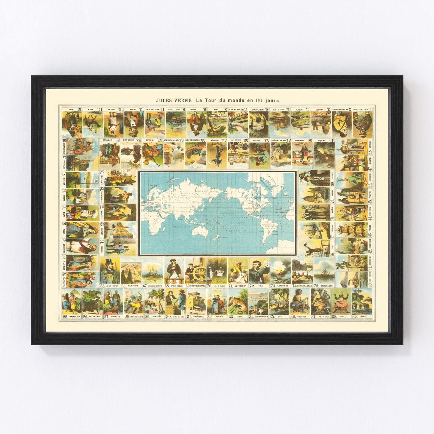 Jules Verne Around The World In 80 Days Map 1870 - Concordia Style Boutique