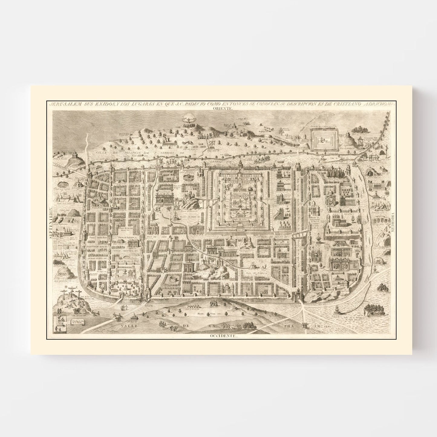 Vintage Map of Jerusalem, Israel 1800 - Concordia Style Boutique