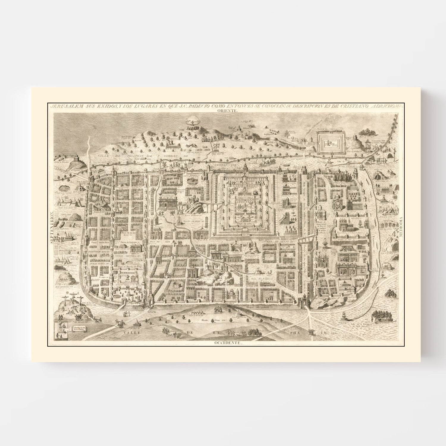 Vintage Map of Jerusalem, Israel 1800 - Concordia Style Boutique