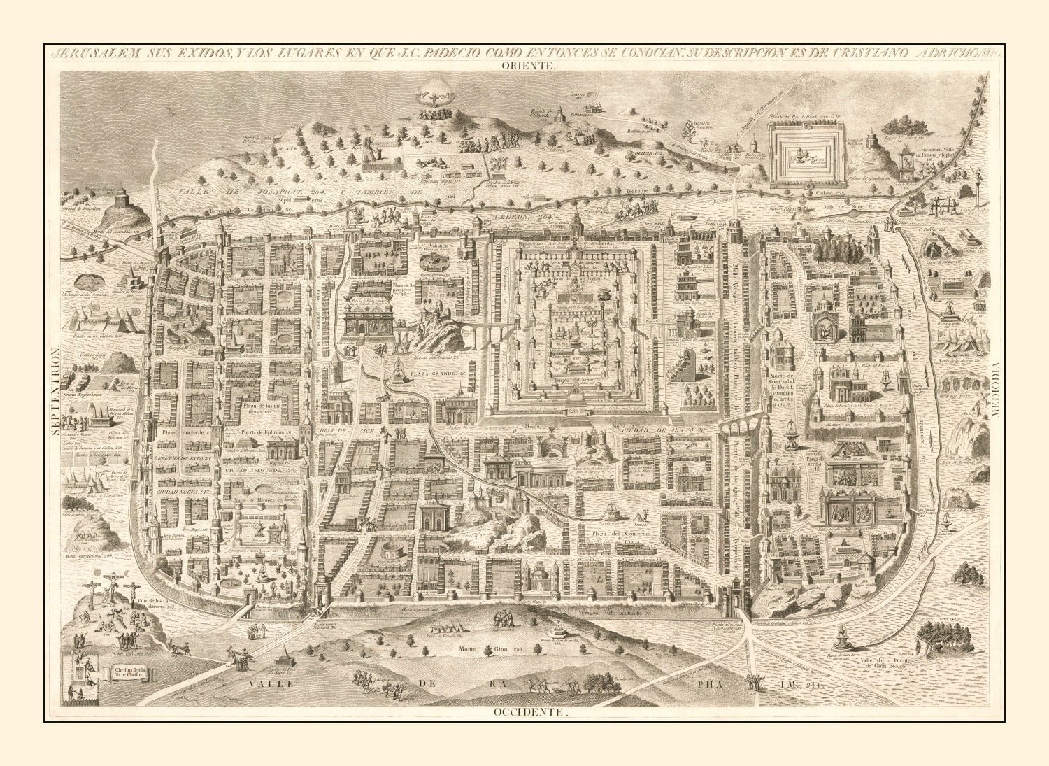 Vintage Map of Jerusalem, Israel 1800 - Concordia Style Boutique