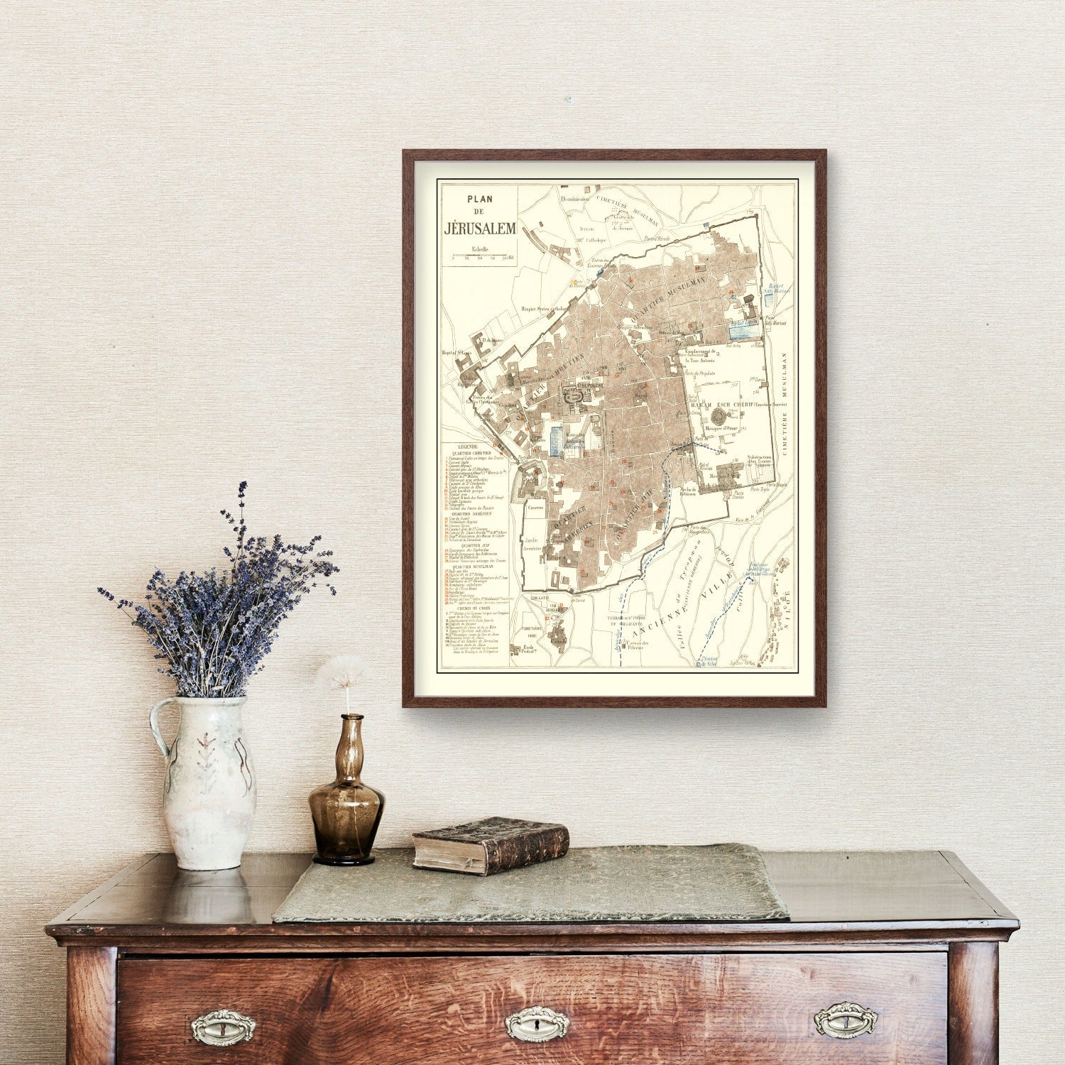 Vintage Map of Jerusalem, Israel 1900 - Concordia Style Boutique
