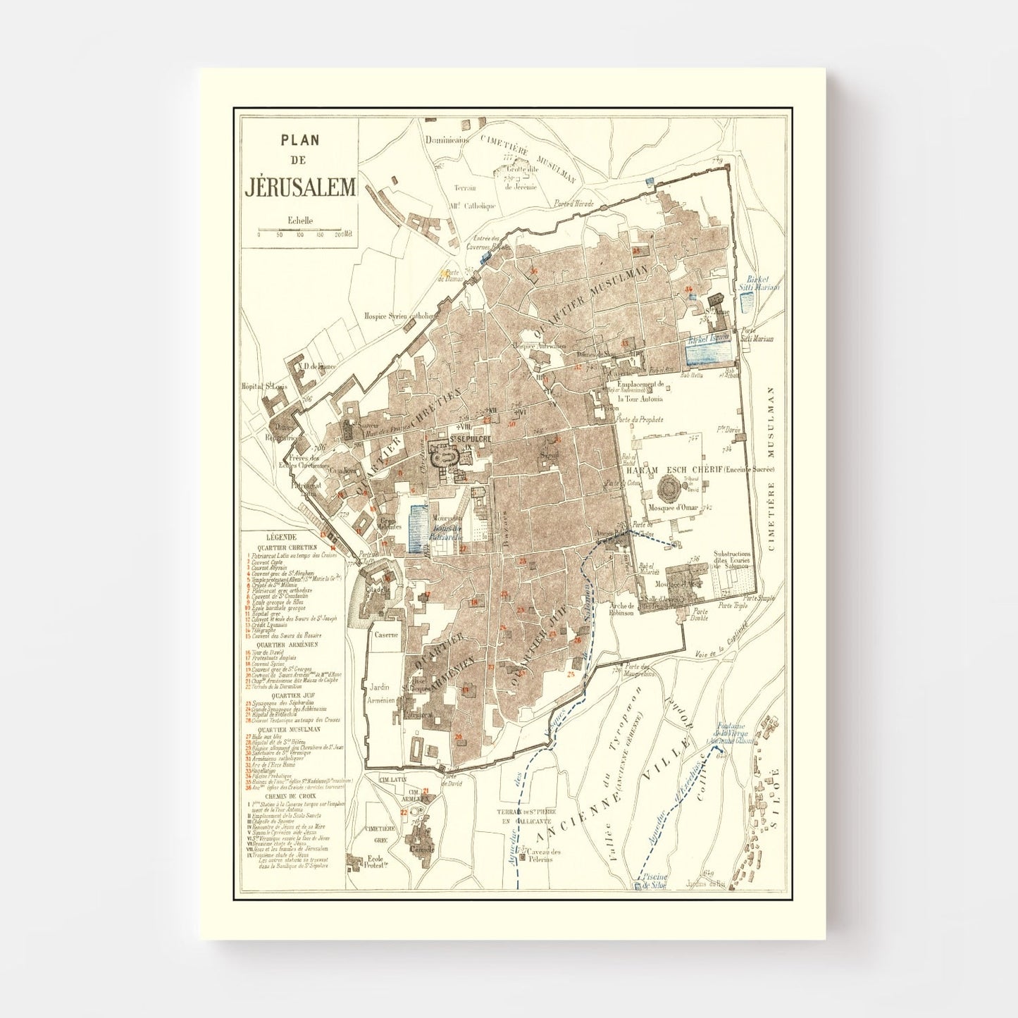 Vintage Map of Jerusalem, Israel 1900 - Concordia Style Boutique