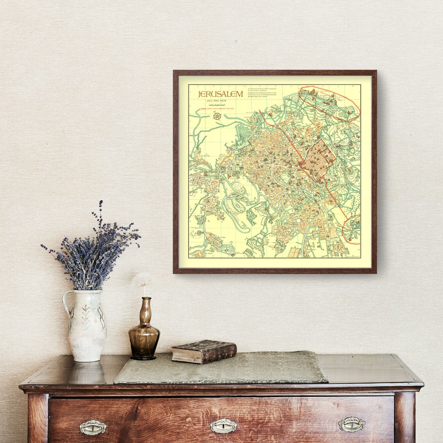Vintage Map of Jerusalem, Israel 1955 - Concordia Style Boutique