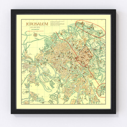 Vintage Map of Jerusalem, Israel 1955 - Concordia Style Boutique