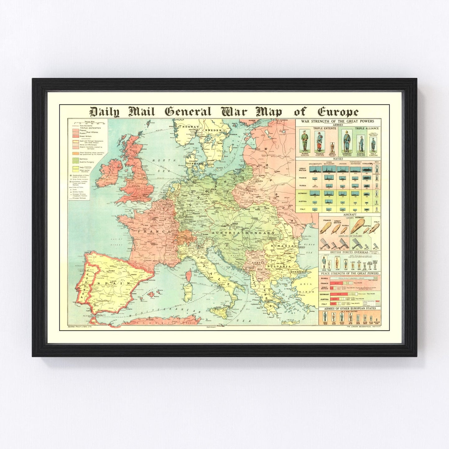 Vintage World War I Map of Europe 1914 - Concordia Style Boutique