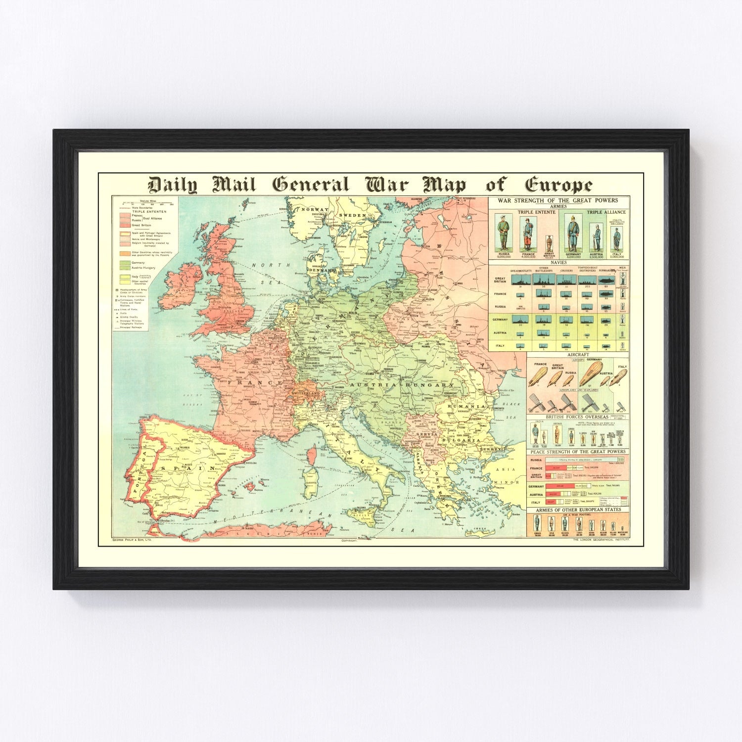 Vintage World War I Map of Europe 1914 - Concordia Style Boutique