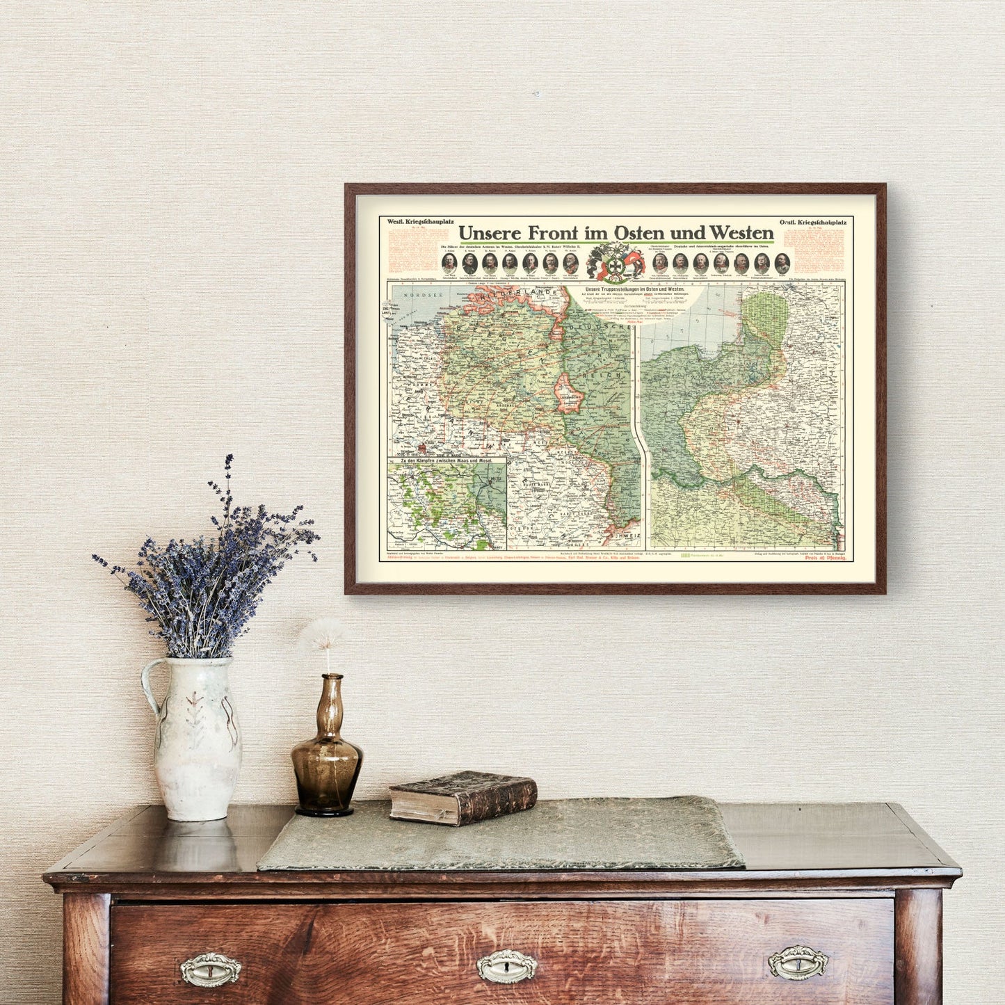 Vintage German Front in World War I Map 1915 - Concordia Style Boutique