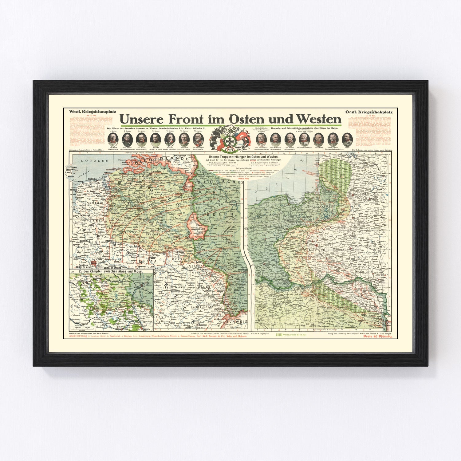 Vintage German Front in World War I Map 1915 - Concordia Style Boutique