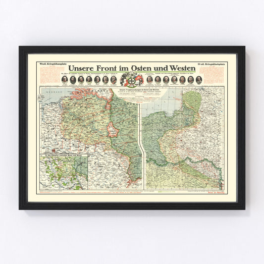 Vintage German Front in World War I Map 1915 - Concordia Style Boutique