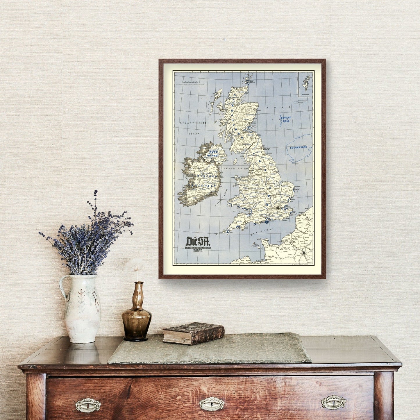 Vintage British Isles World War II Map 1941