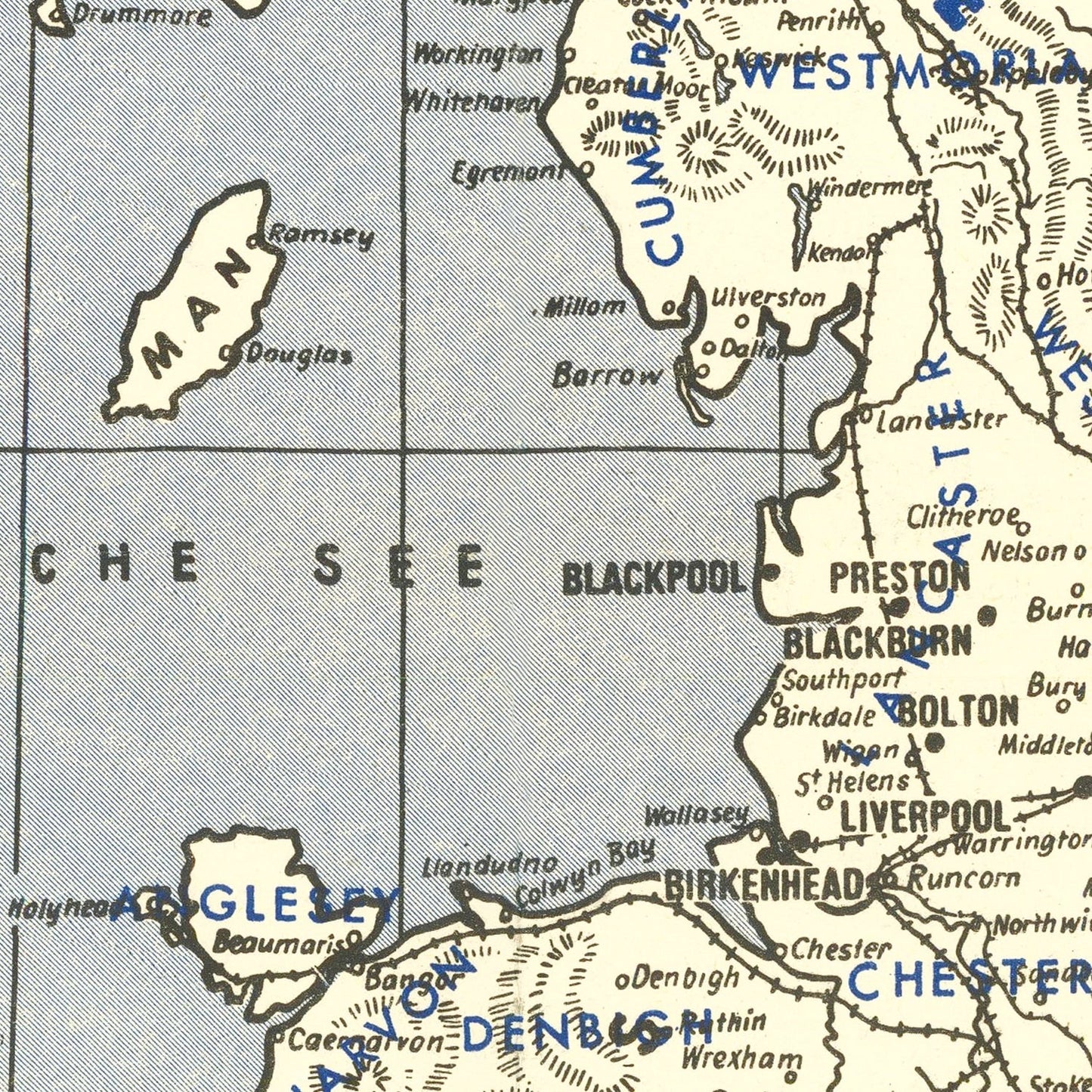 Vintage British Isles World War II Map 1941