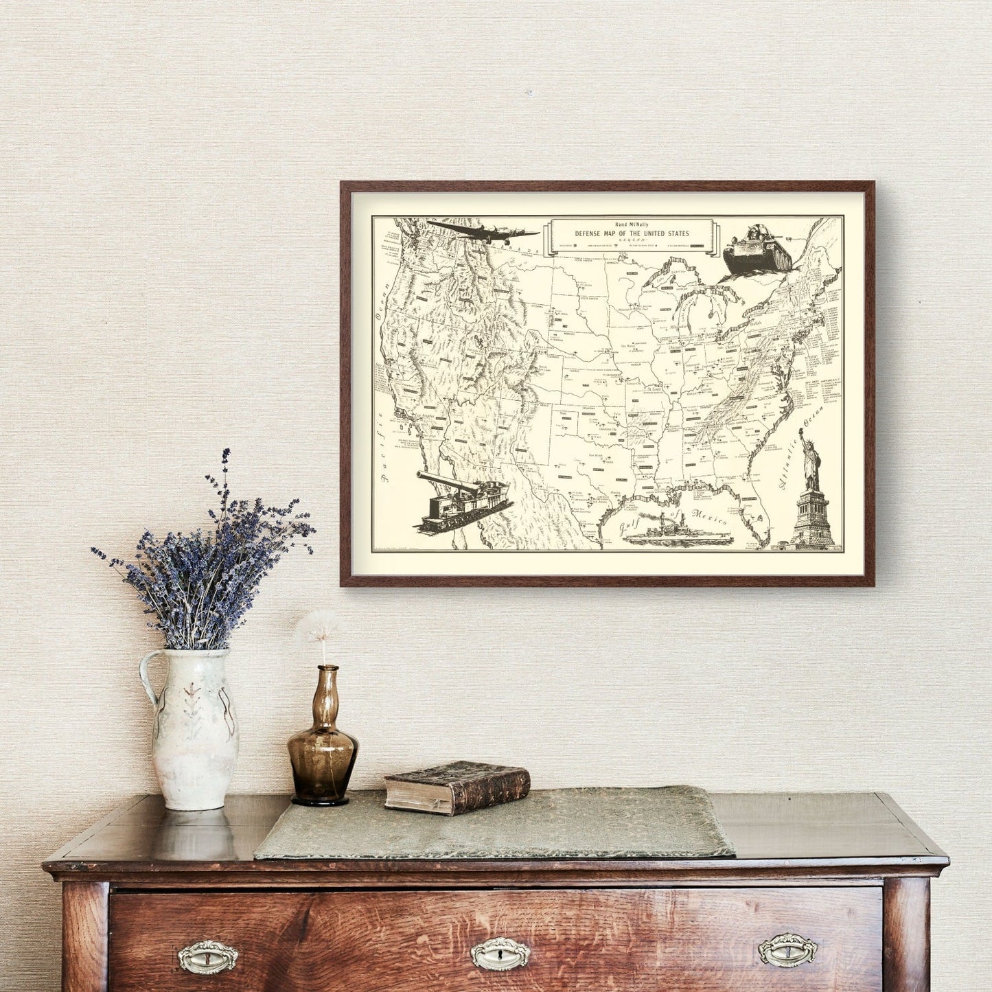 Vintage Defense Map of the United States 1941 - Concordia Style Boutique