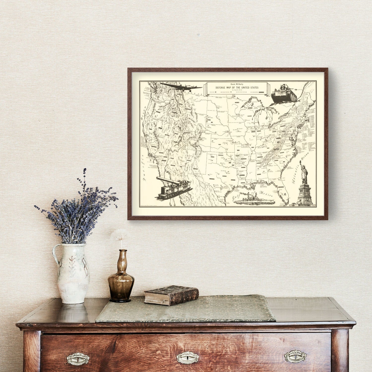 Vintage Defense Map of the United States 1941 - Concordia Style Boutique