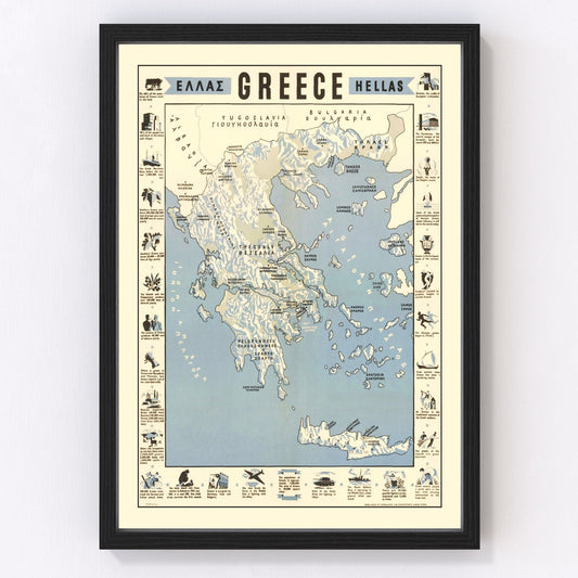 Vintage Greece World War II Map 1942
