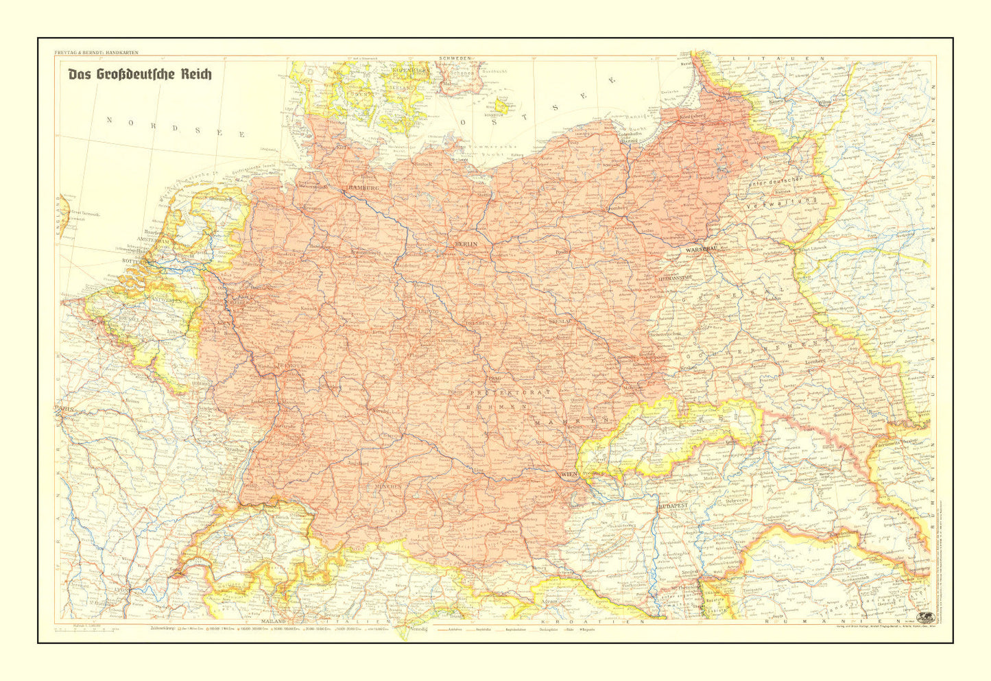 Vintage Germany World War II Map 1942 - Concordia Style Boutique