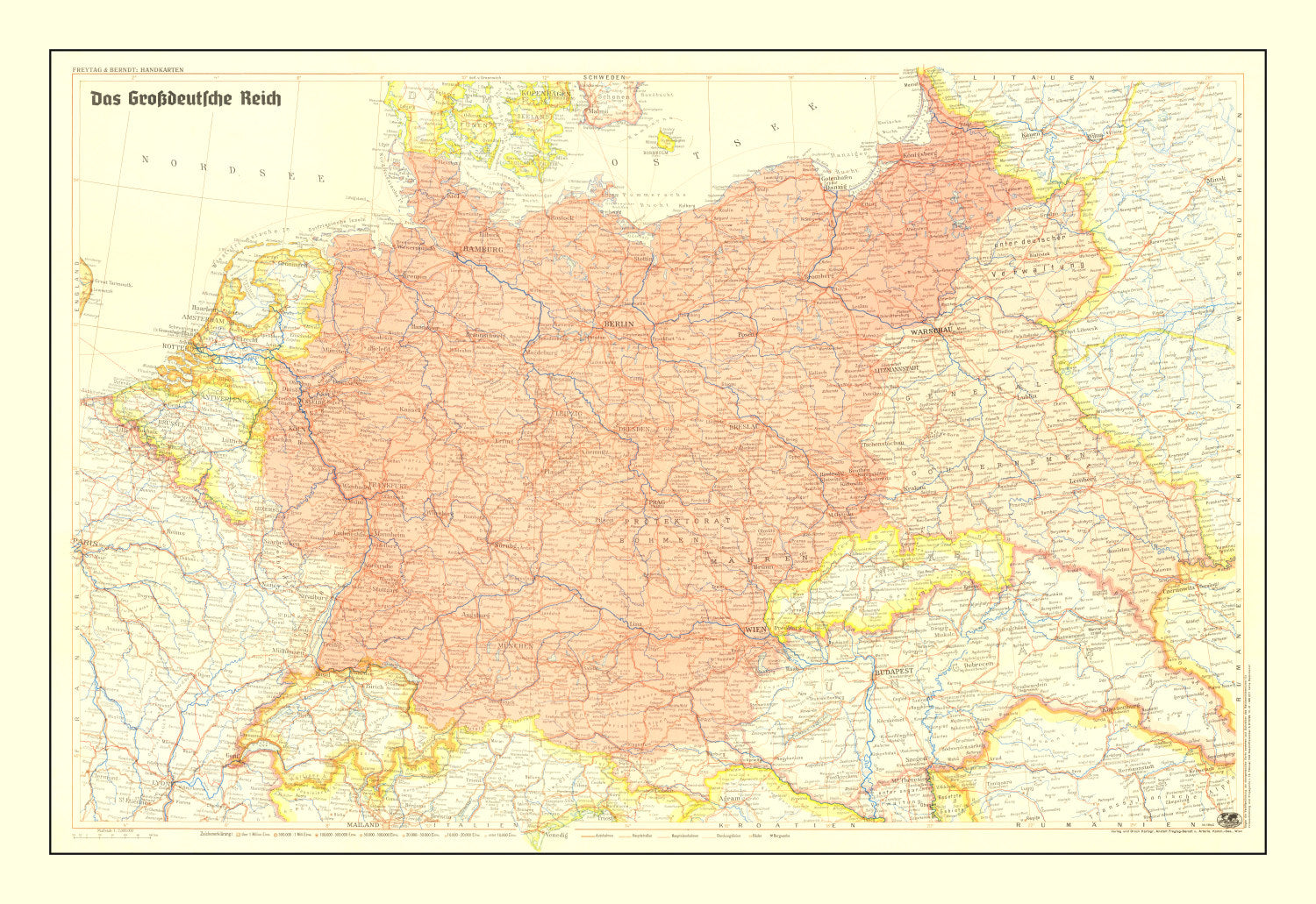 Vintage Germany World War II Map 1942 - Concordia Style Boutique