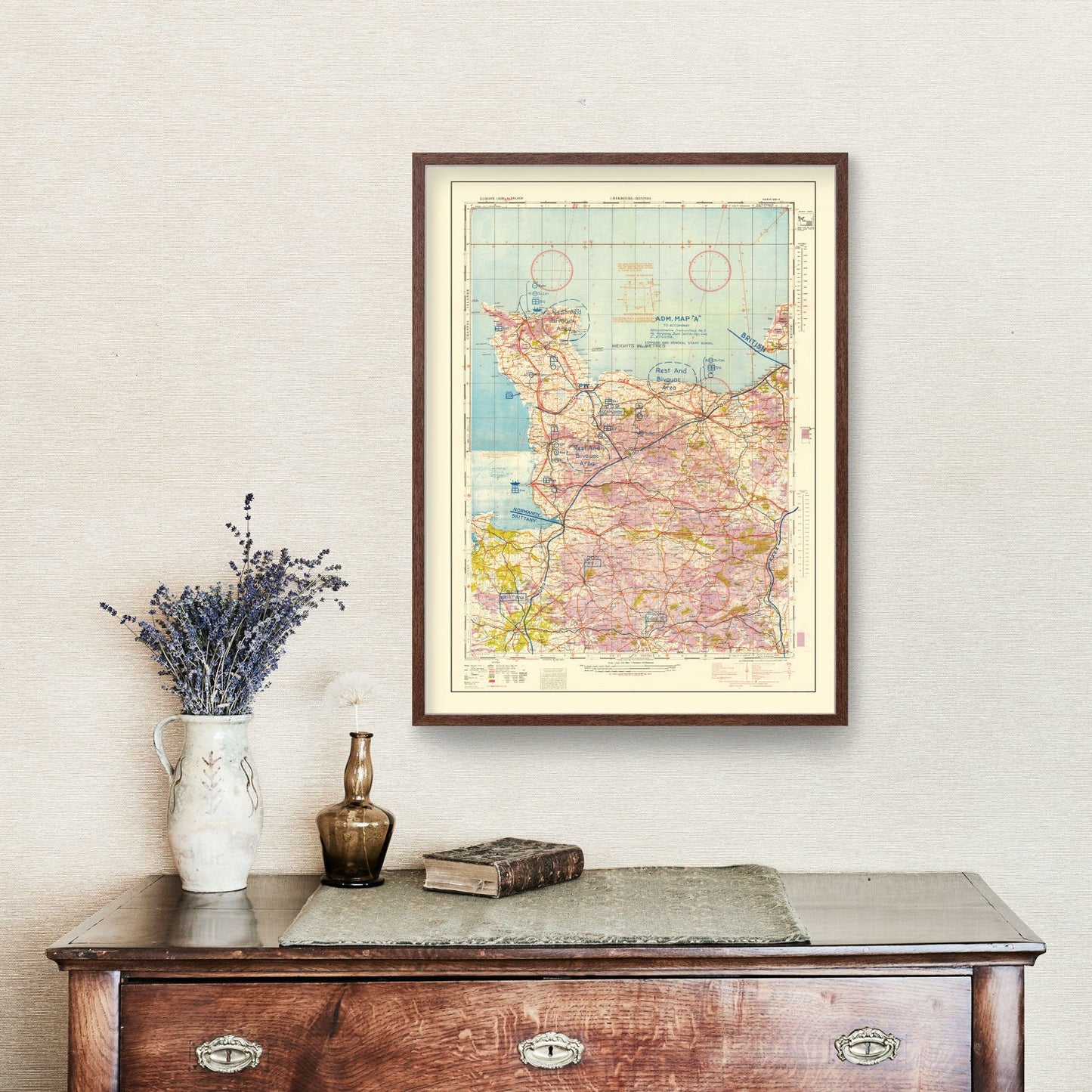 Vintage Normandy Invasion World War II Map 1944