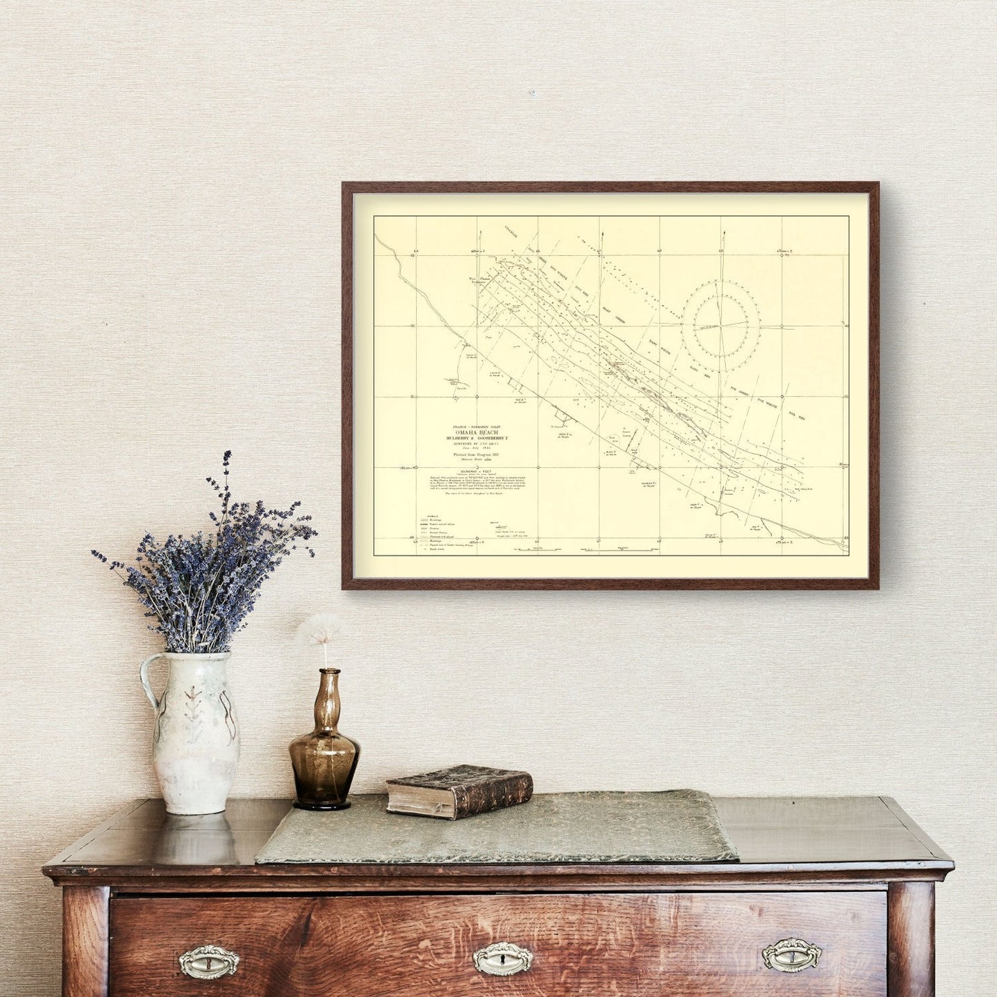 Vintage Omaha Beach World War II Map 1944