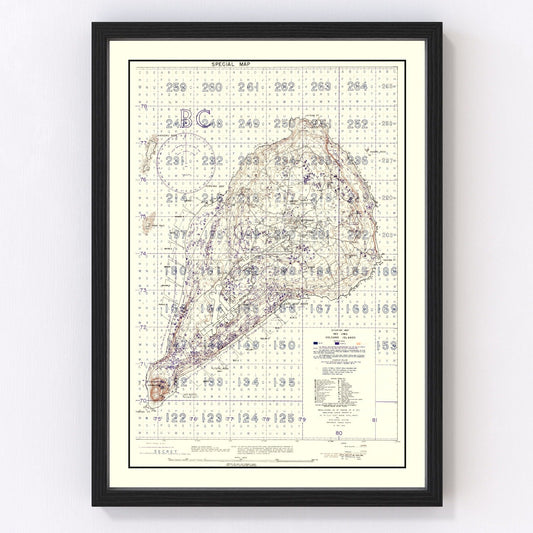 Vintage Iwo Jima World War II Volcano Islands Map 1944