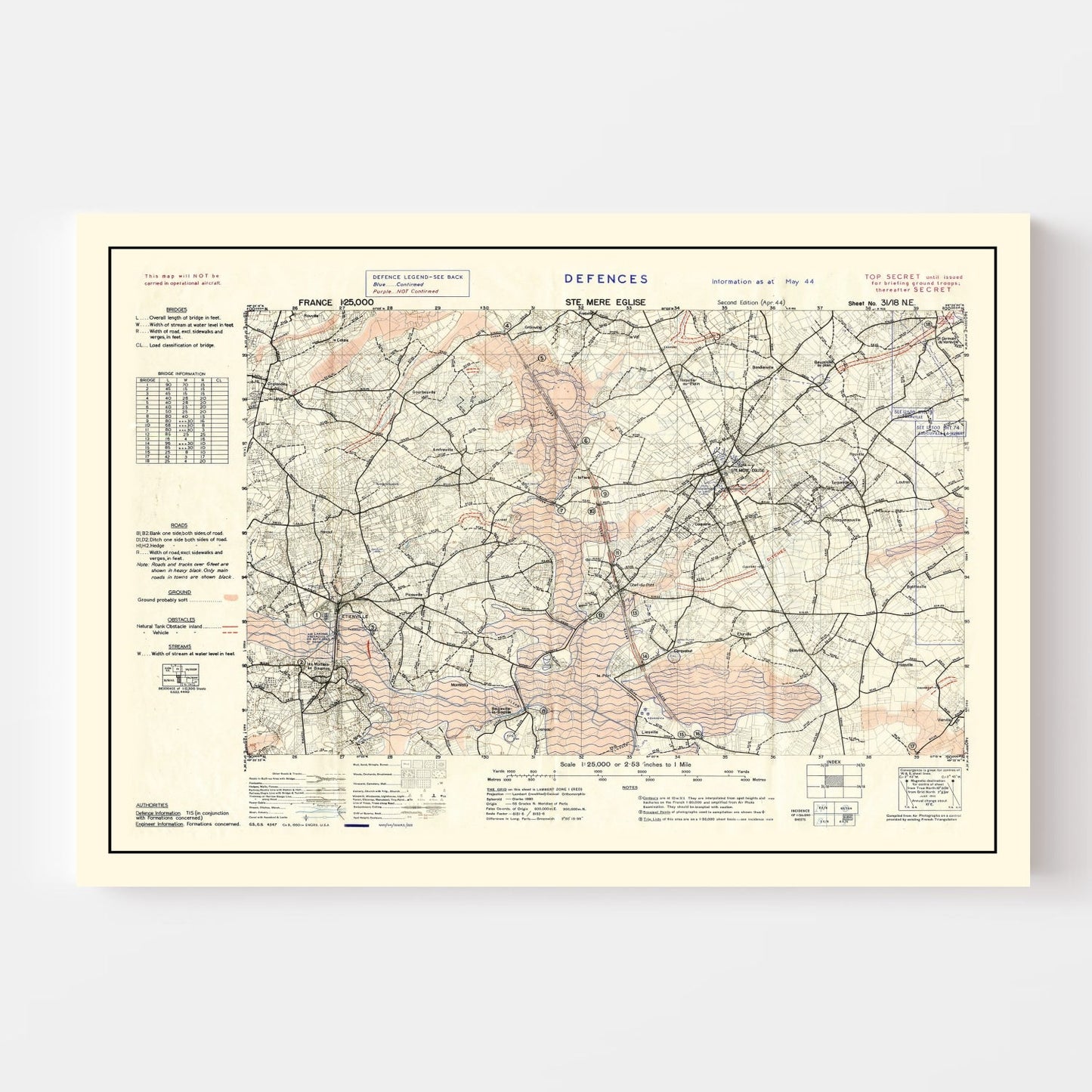 Vintage D-Day World War II Map 1944 - Concordia Style Boutique