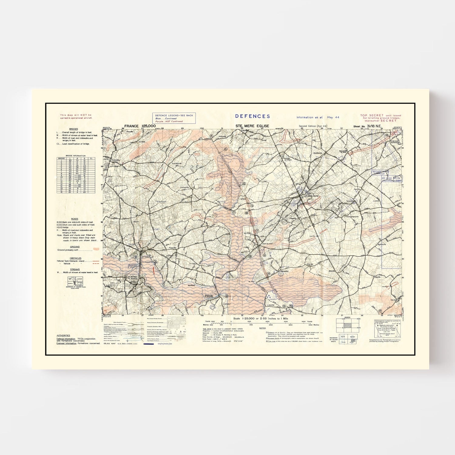 Vintage D-Day World War II Map 1944 - Concordia Style Boutique