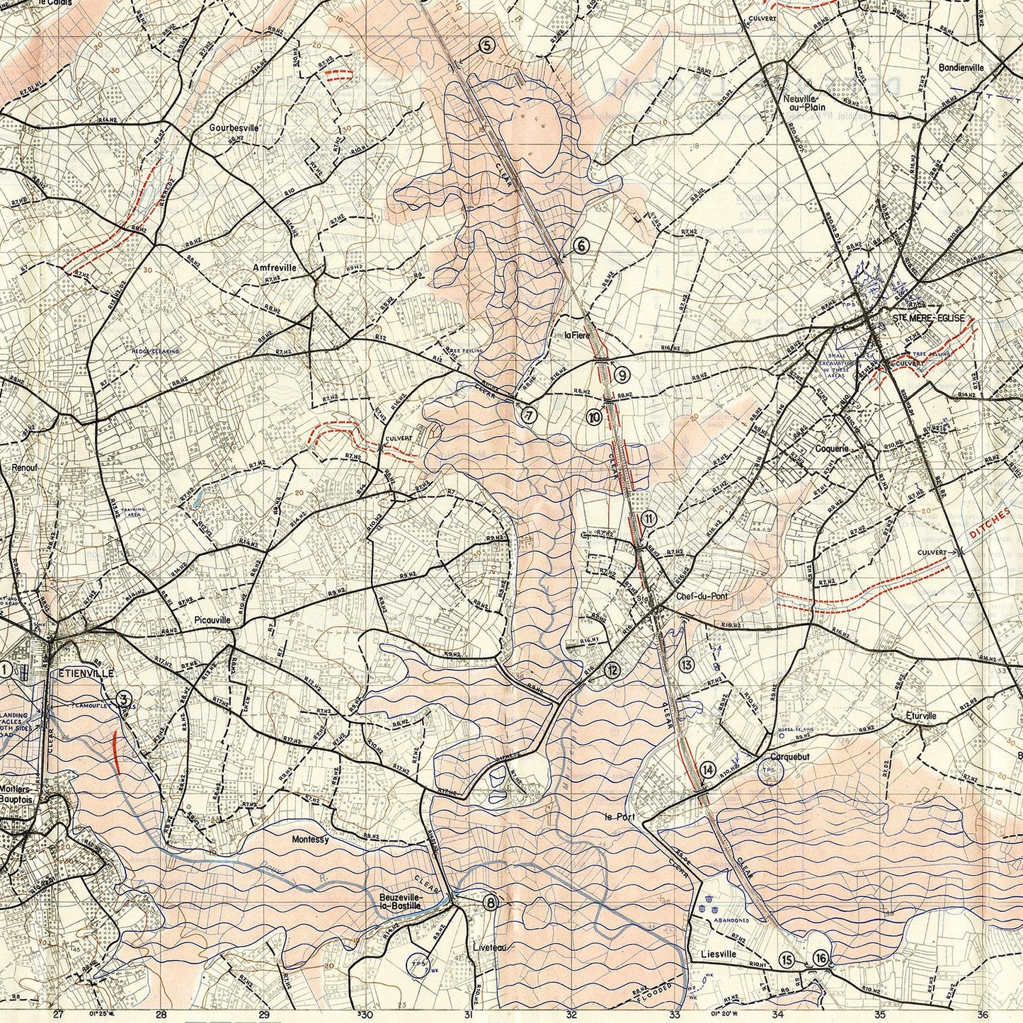 Vintage D-Day World War II Map 1944 - Concordia Style Boutique