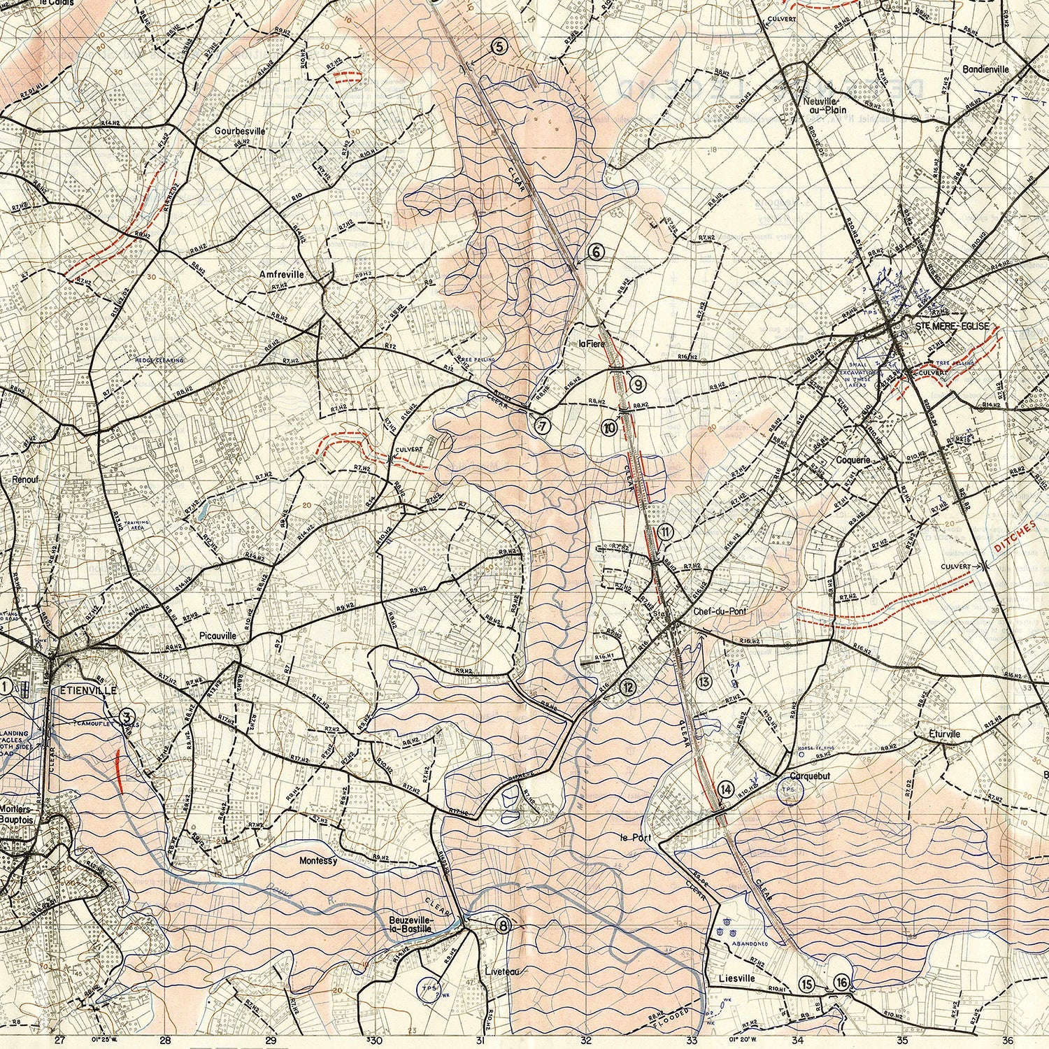 Vintage D-Day World War II Map 1944 - Concordia Style Boutique