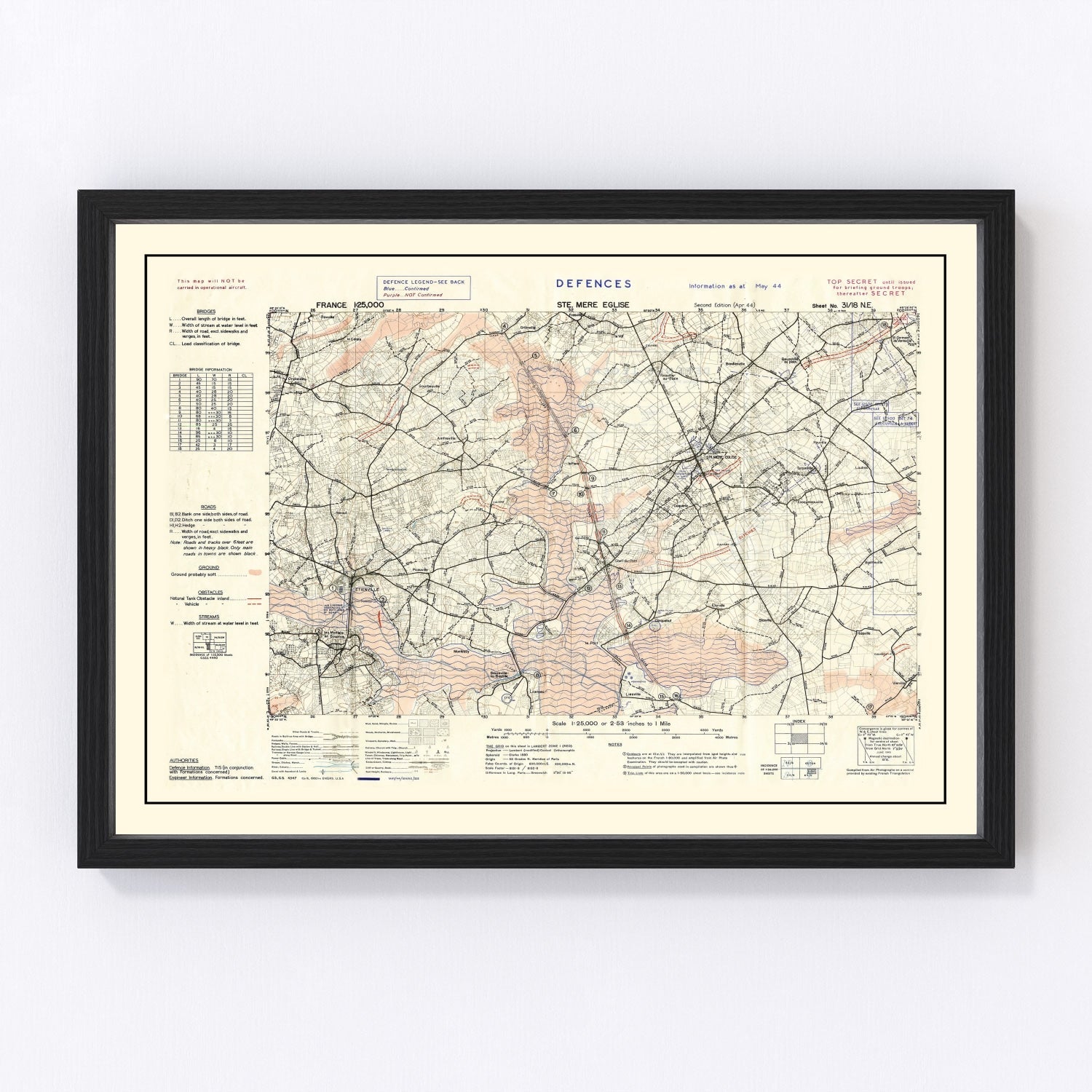 Vintage D-Day World War II Map 1944 - Concordia Style Boutique