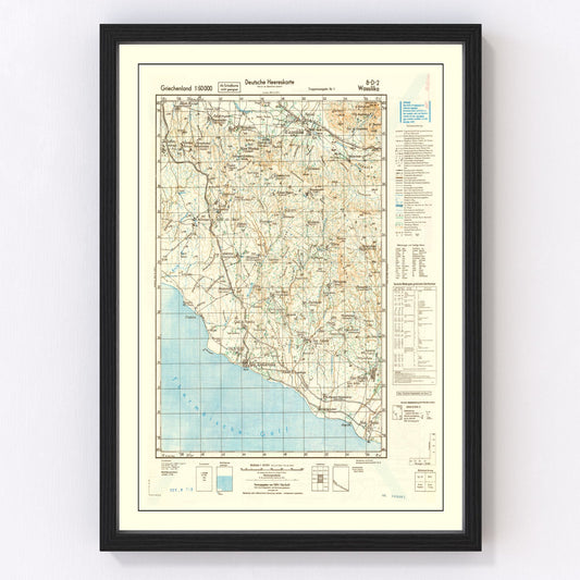 Vintage Crete World War II Map 1944