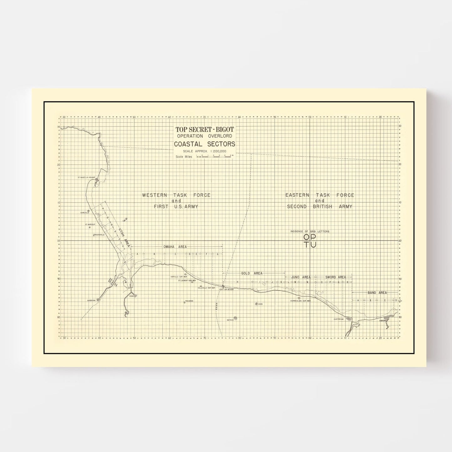 Vintage D-Day Normandy Invasion Map 1944 - Concordia Style Boutique