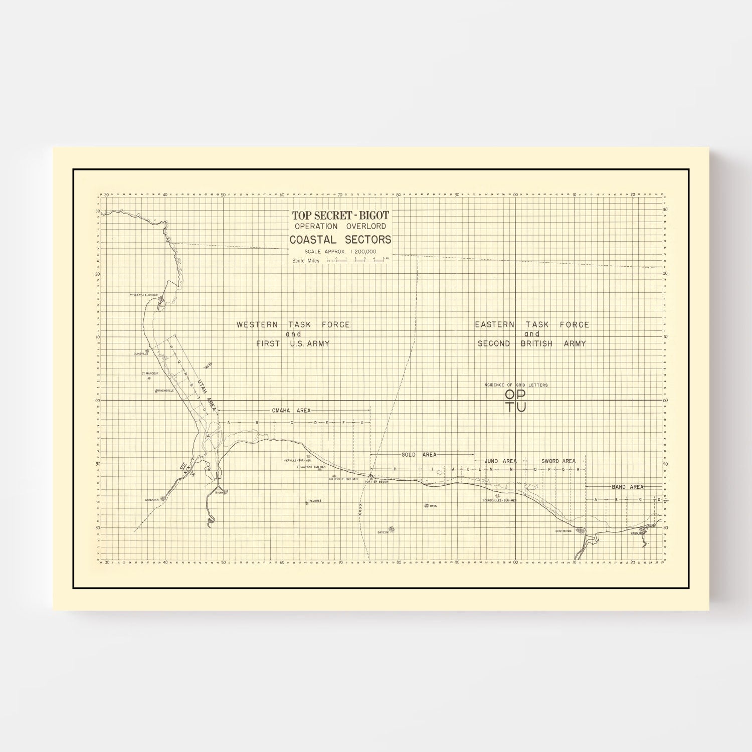 Vintage D-Day Normandy Invasion Map 1944 - Concordia Style Boutique
