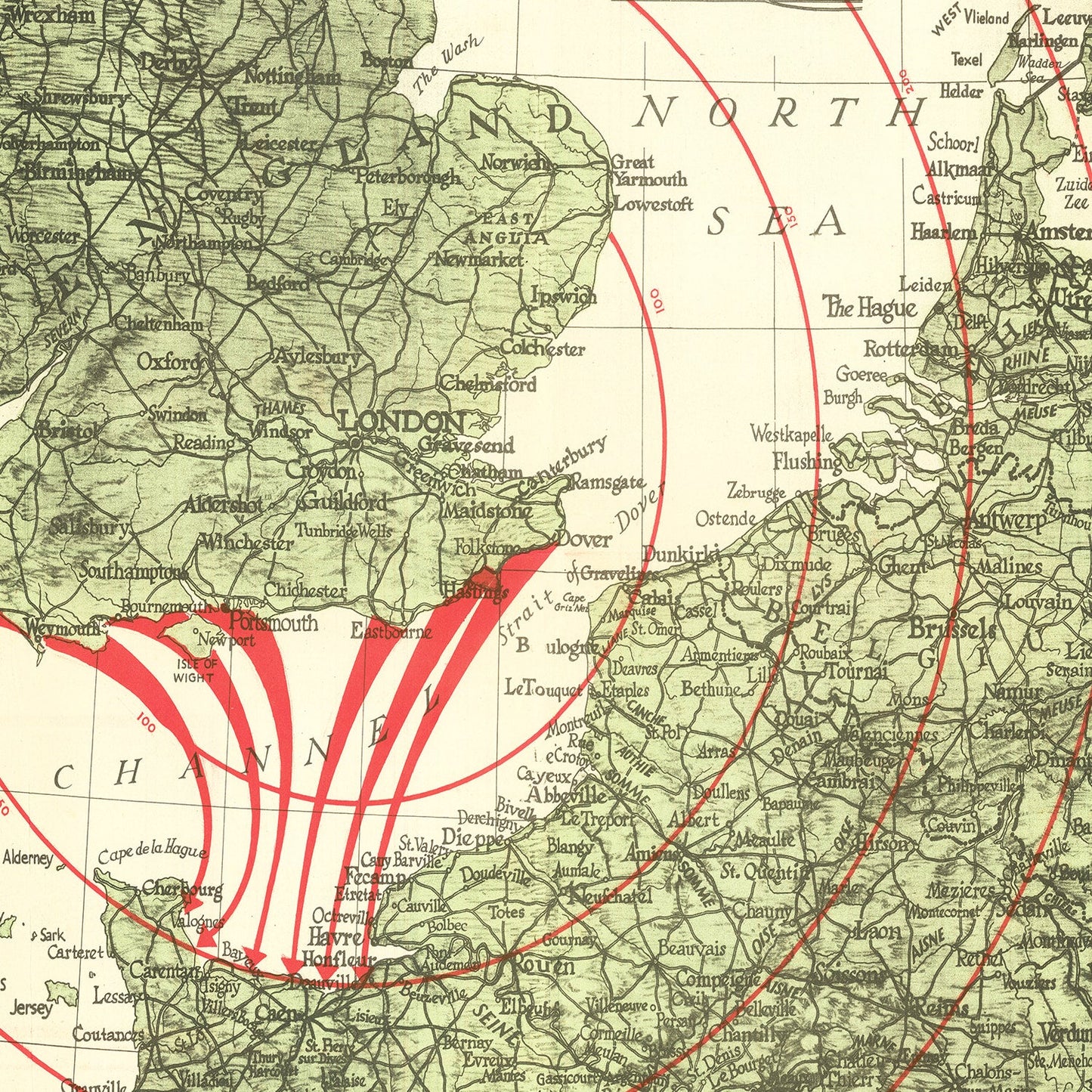 Vintage D-Day Invasion Map 1944 - Concordia Style Boutique