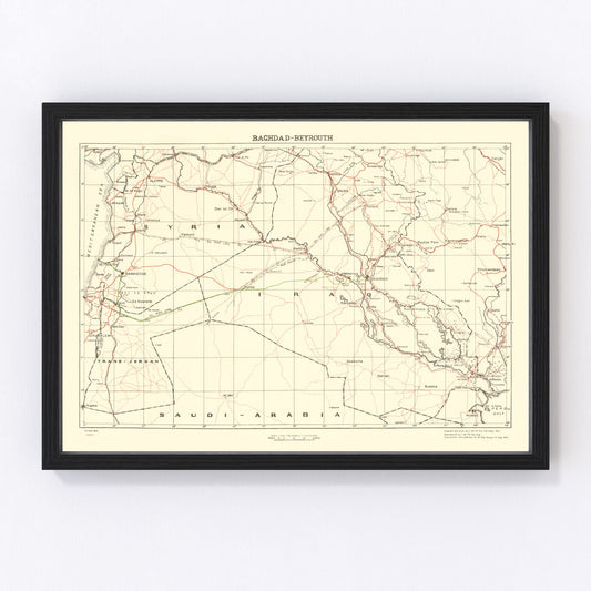 Vintage Baghdad World War II Map 1944