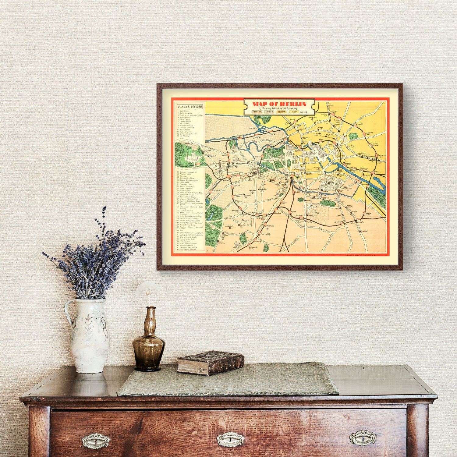 Vintage Map of Berlin, Germany 1945 - Concordia Style Boutique