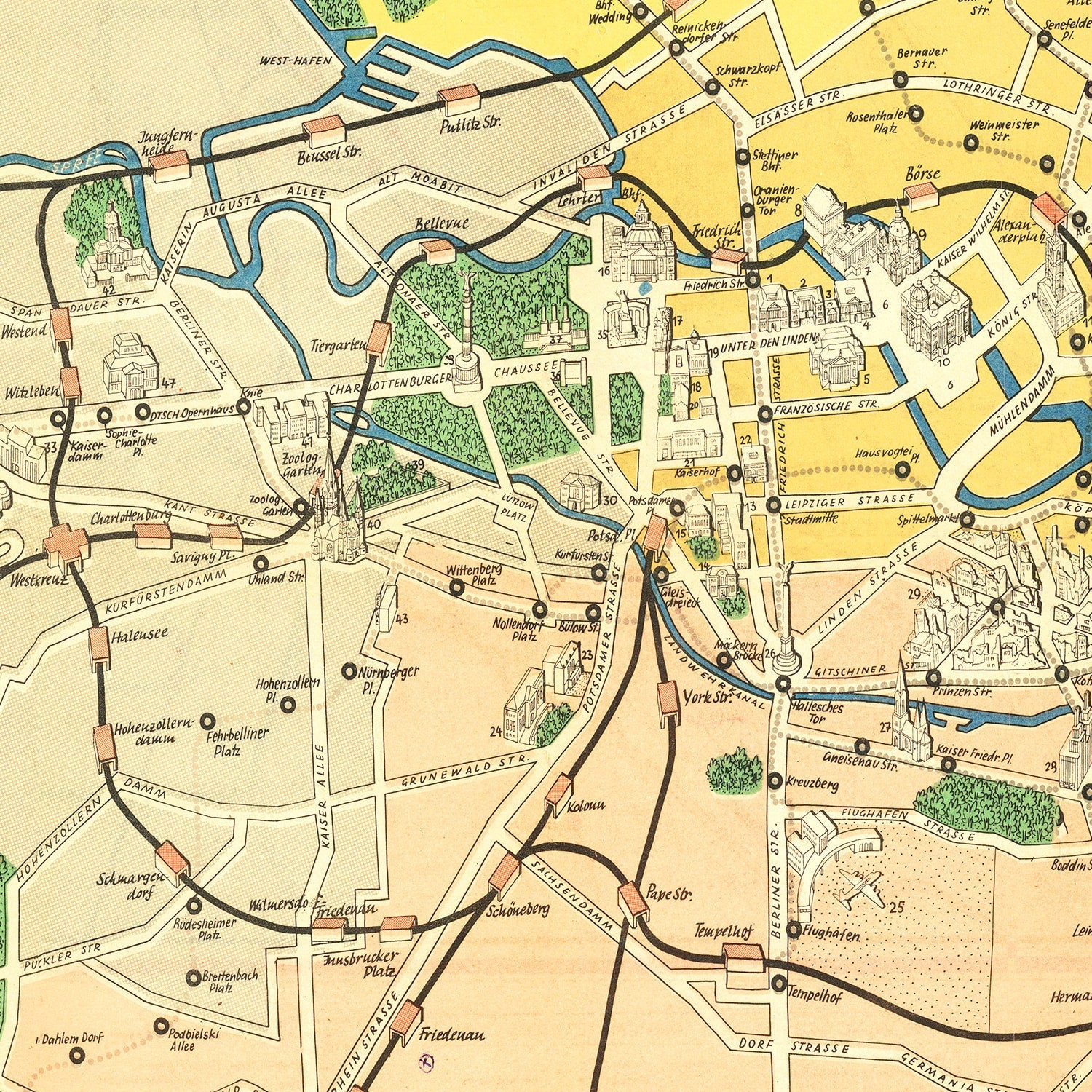 Vintage Map of Berlin, Germany 1945 - Concordia Style Boutique