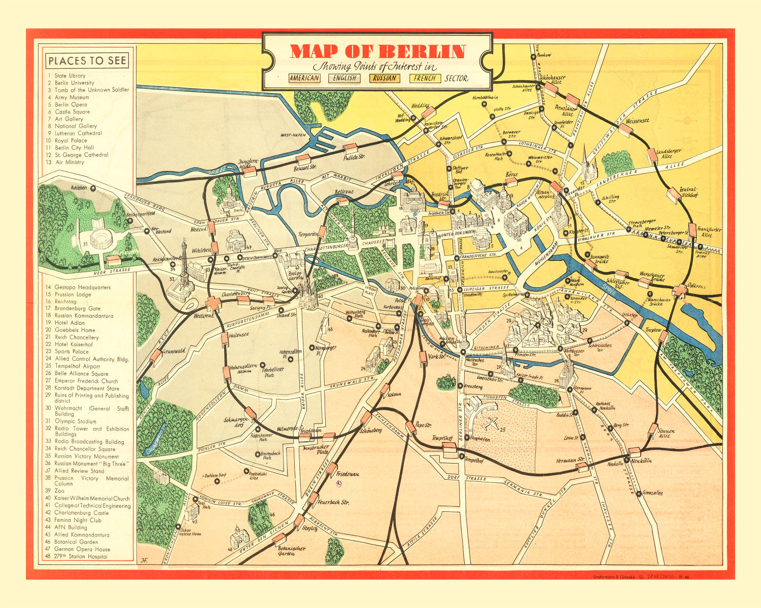 Vintage Map of Berlin, Germany 1945 - Concordia Style Boutique
