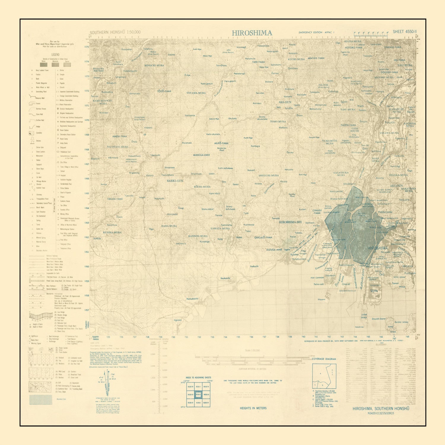 Vintage Hiroshima Bombing Map 1945 - Concordia Style Boutique