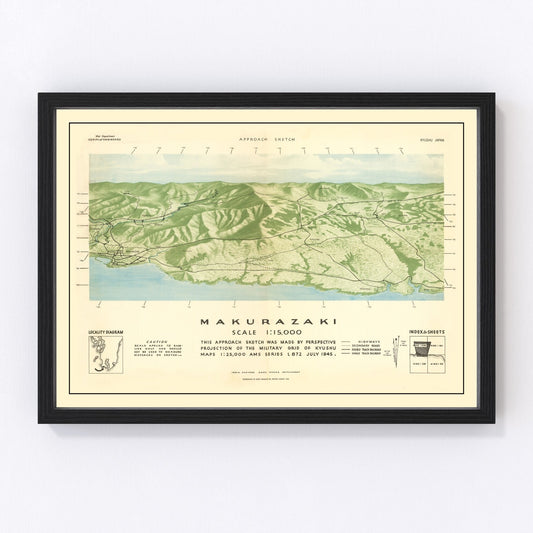 Vintage American Invasion of Japanese Islands WWII Map 1945