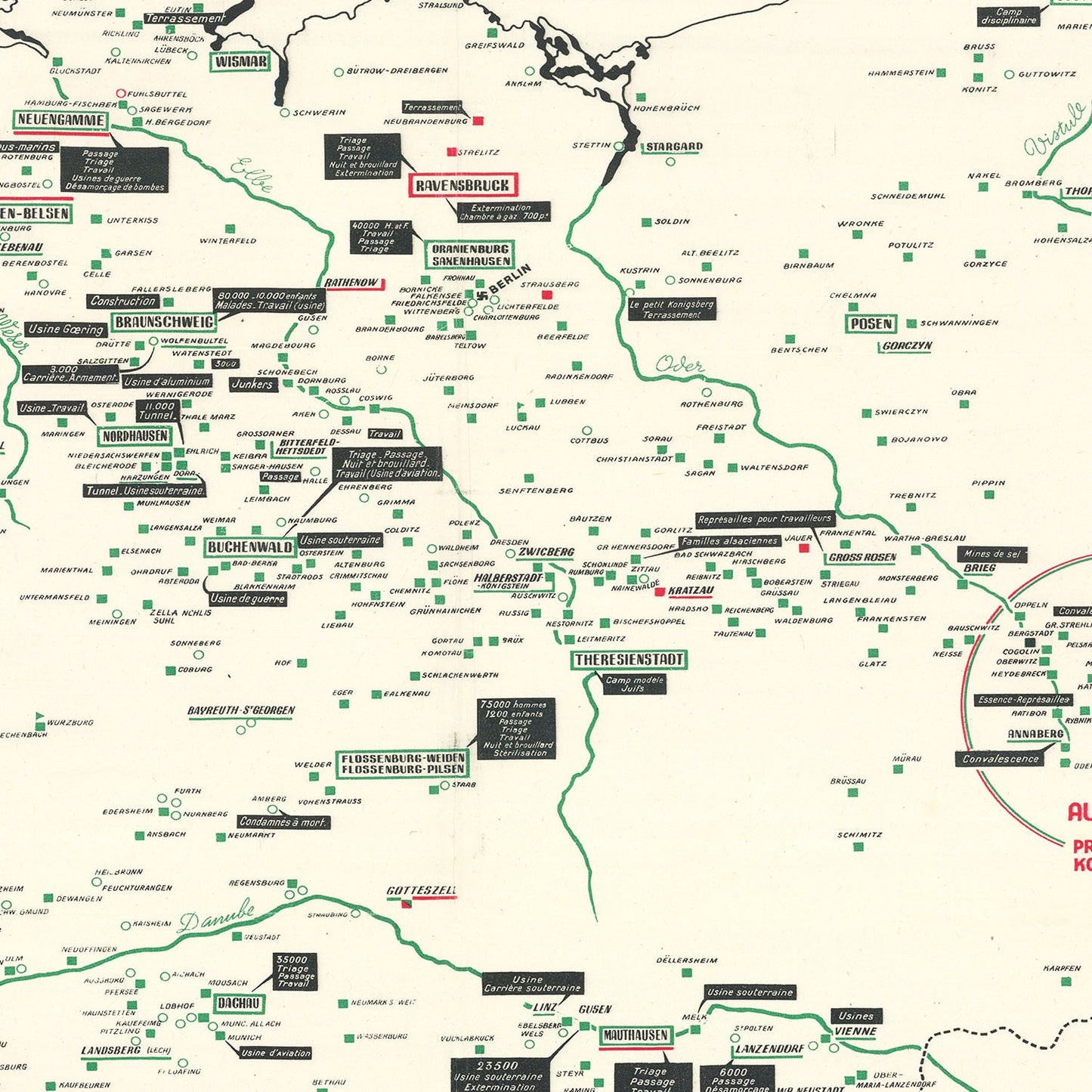 Vintage German Concentration Camps WWII Map 1946 - Concordia Style Boutique