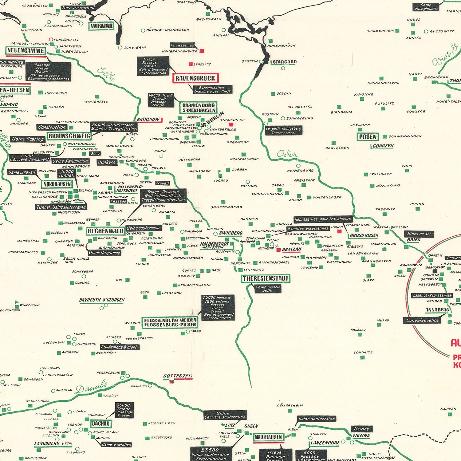 Vintage German Concentration Camps WWII Map 1946 - Concordia Style Boutique