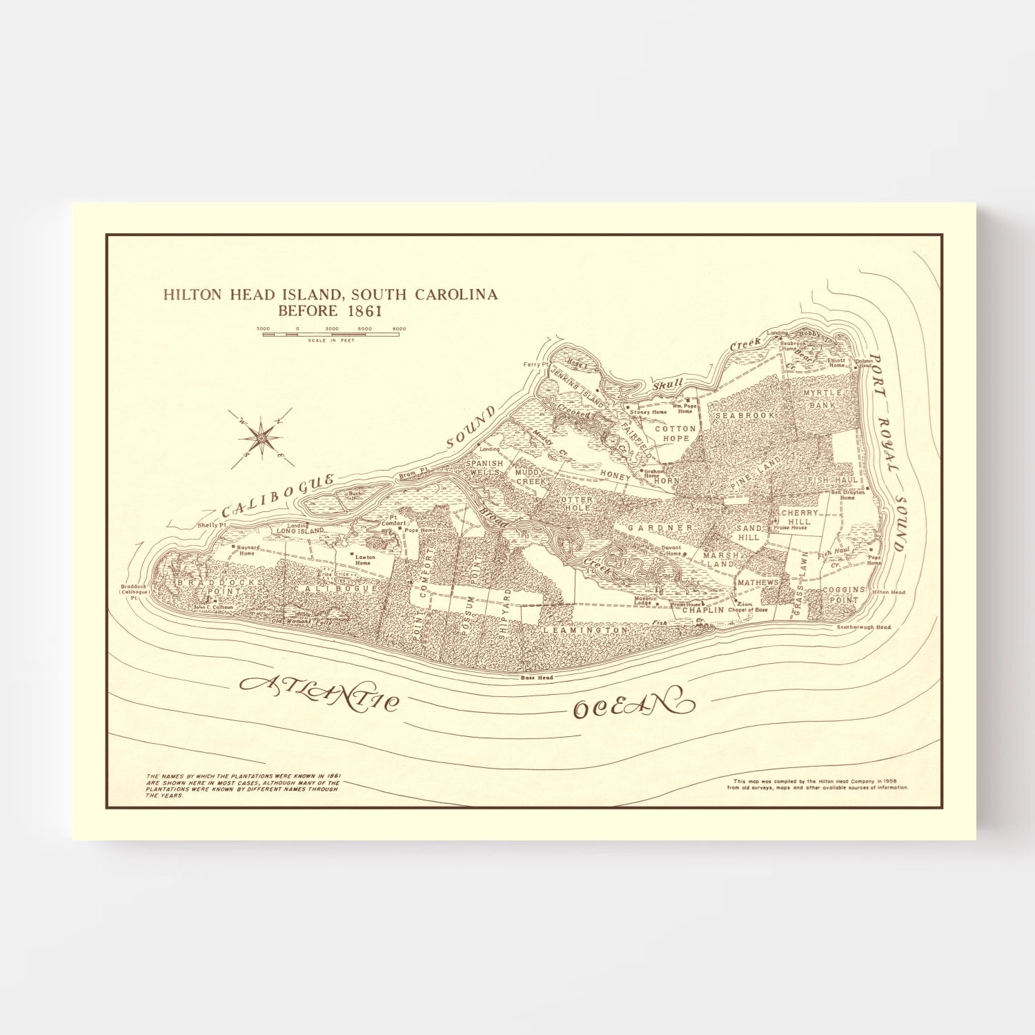 Vintage Hilton Head Island Map 1861 - Concordia Style Boutique