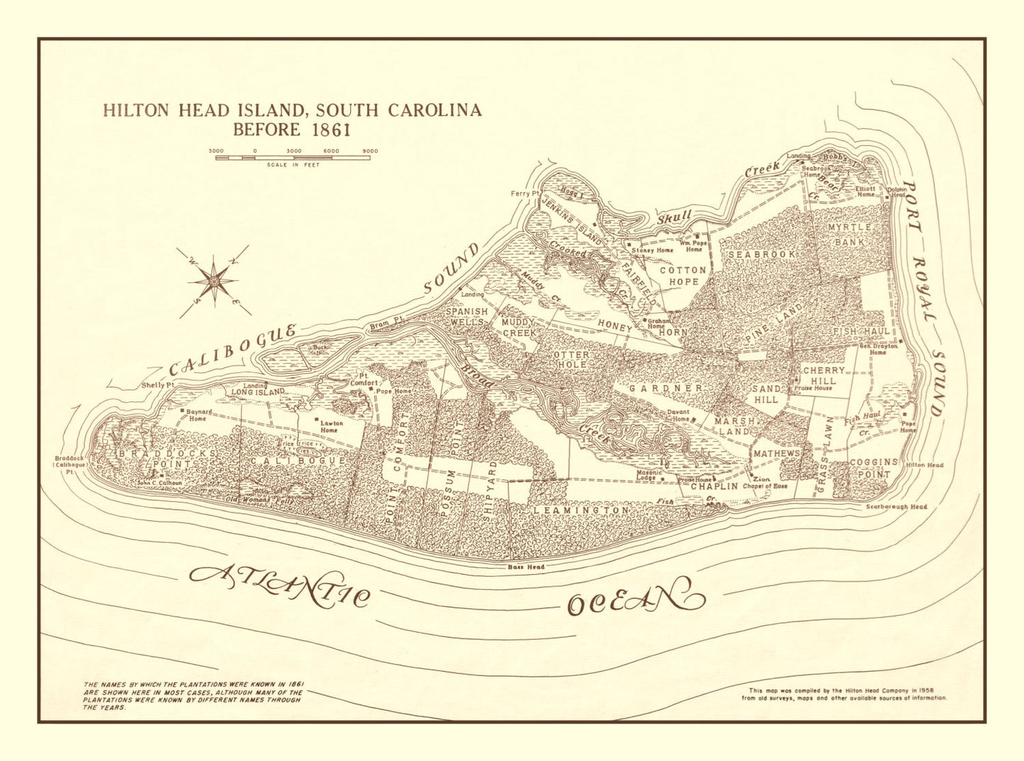 Vintage Hilton Head Island Map 1861 - Concordia Style Boutique
