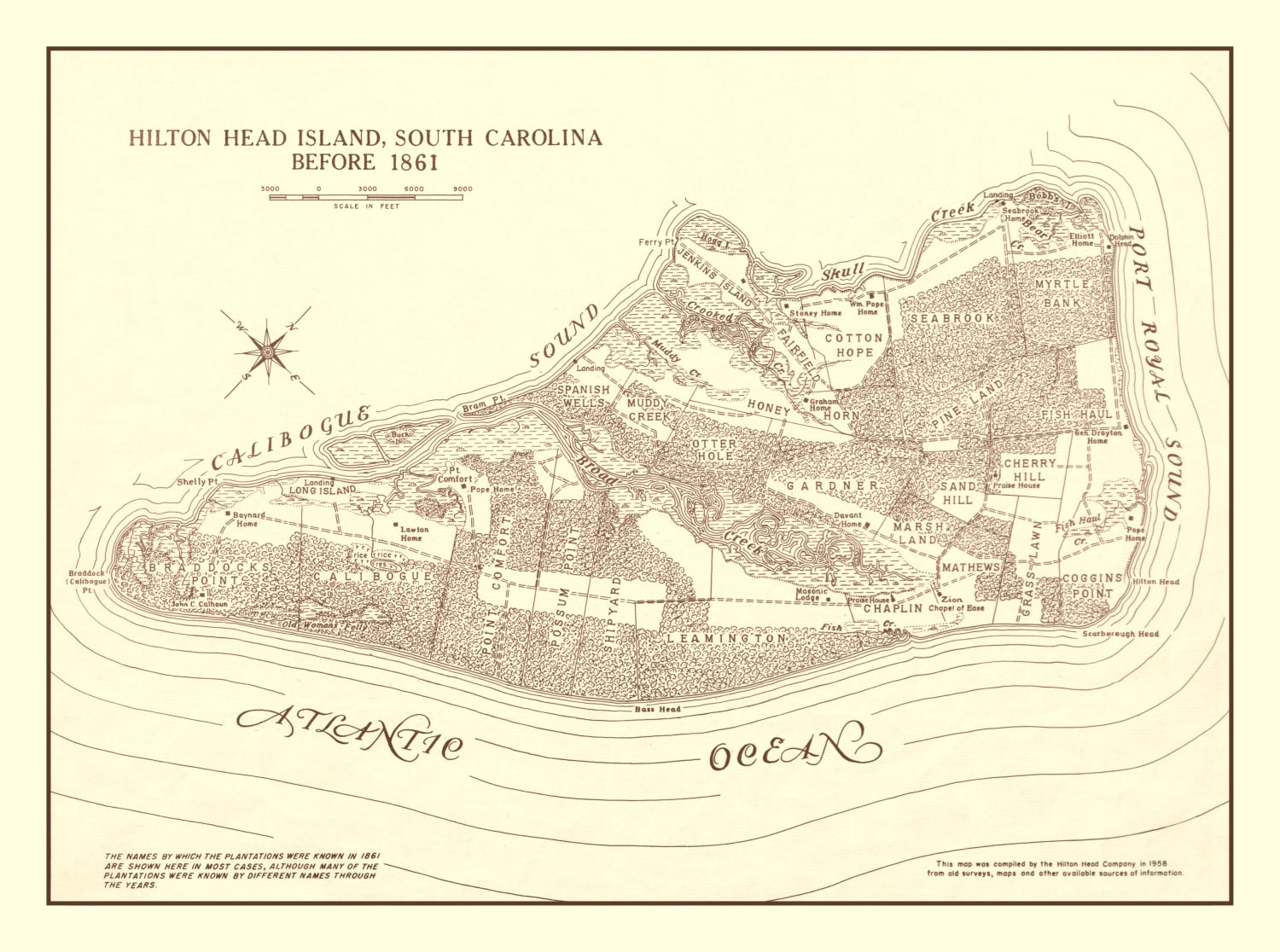 Vintage Hilton Head Island Map 1861 - Concordia Style Boutique