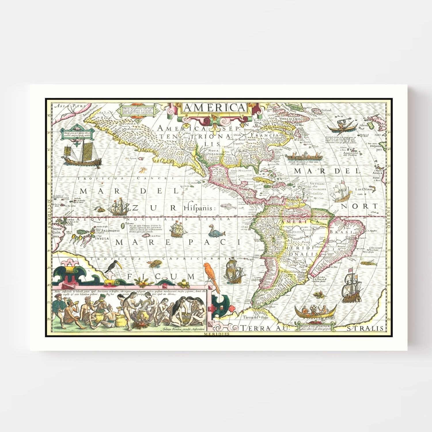 Vintage Map of America 1606 - Concordia Style Boutique