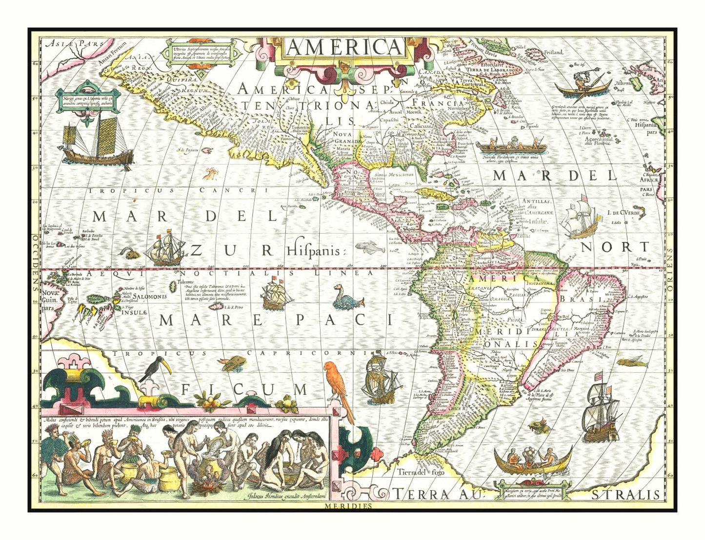 Vintage Map of America 1606 - Concordia Style Boutique