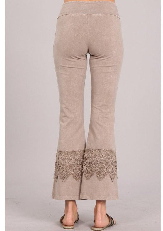 Stand Out Cropped Flare Pants with Crochet Detail Made in USA - Concordia Style Boutique